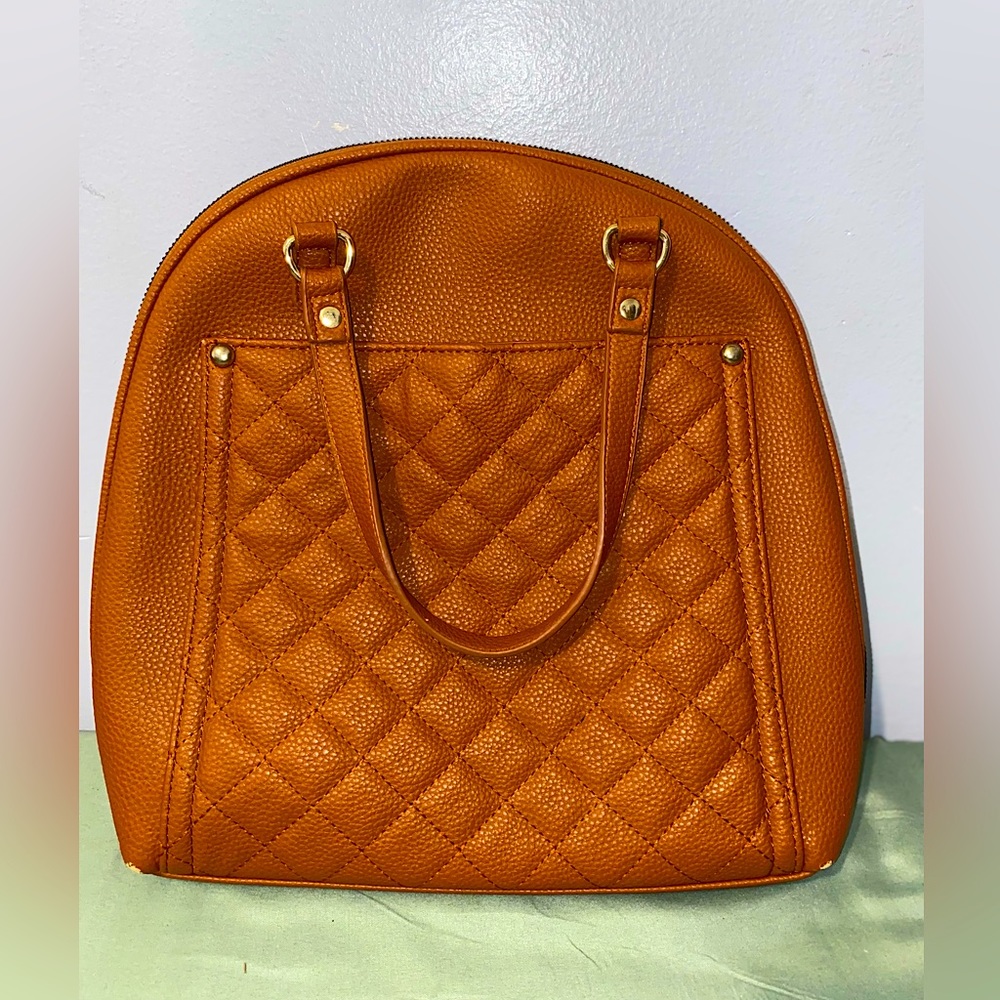 Pretty brown quilted backpack purse^